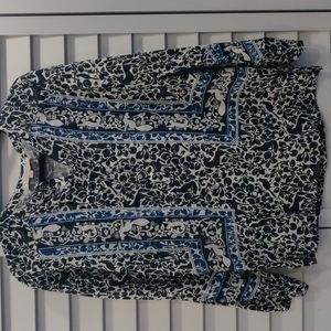 Loft XS Petite Blouse with Unicorn Fox Print Rayon Top
